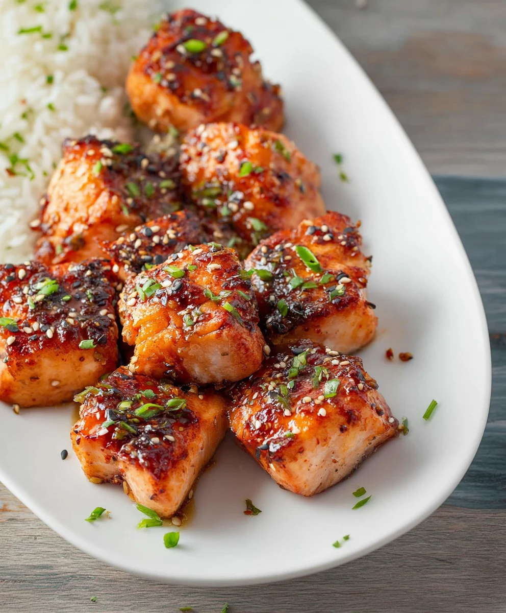 Honey Garlic Salmon Bites-Quick Easy Recipe