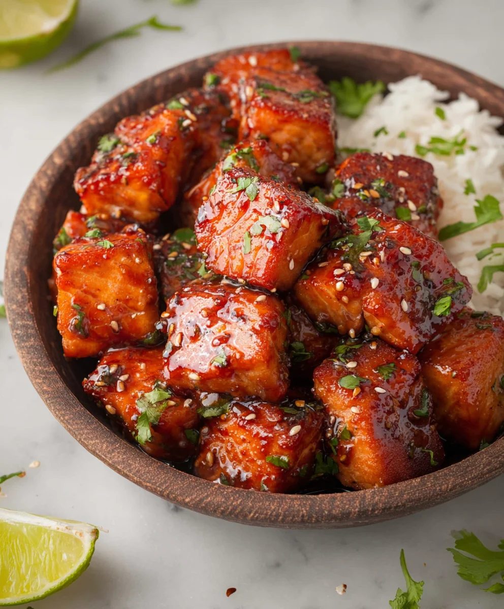 Honey Garlic Salmon Bites-Quick Easy Recipe