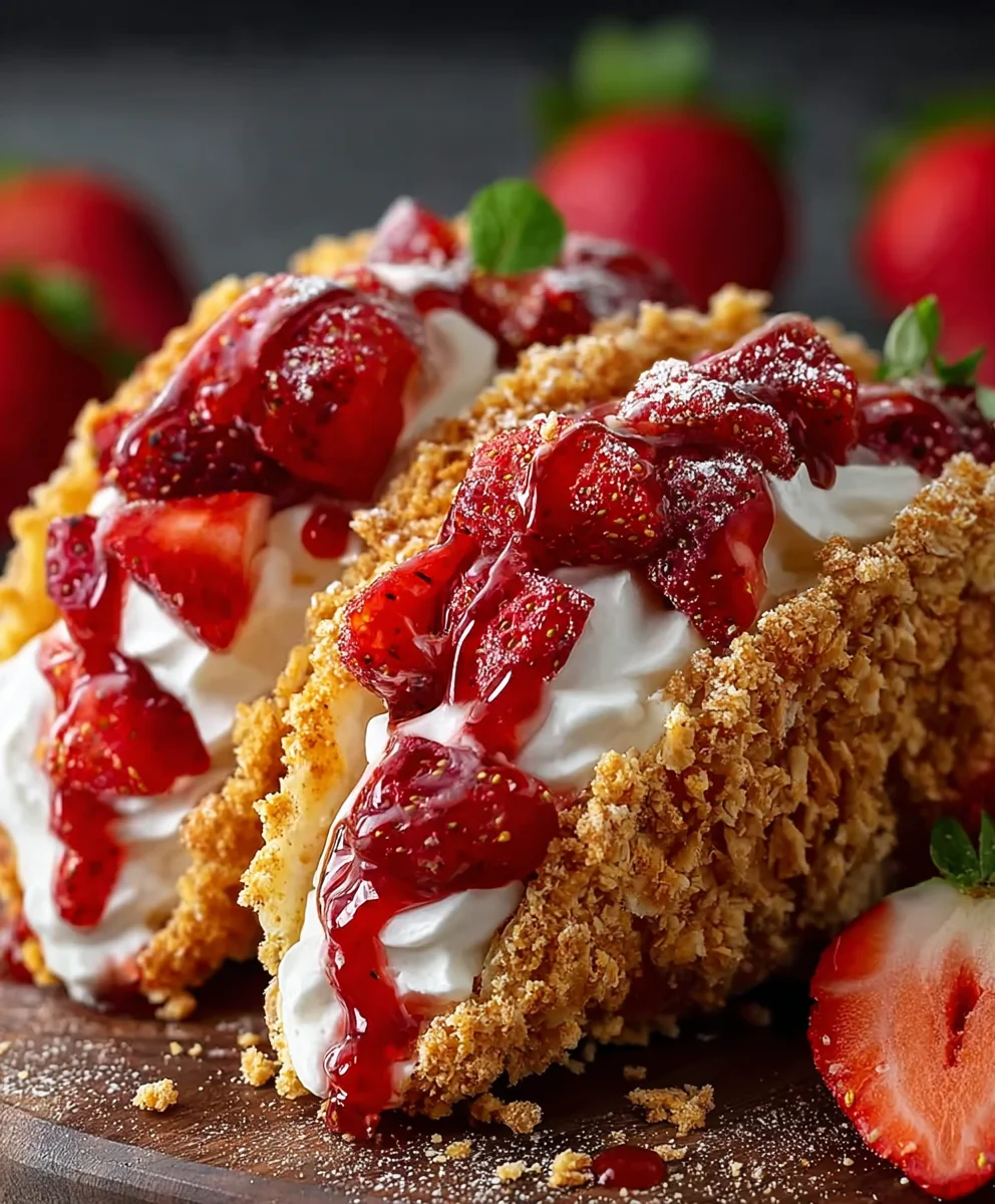Strawberry Crunch Cheesecake Tacos-Decadent Dessert
