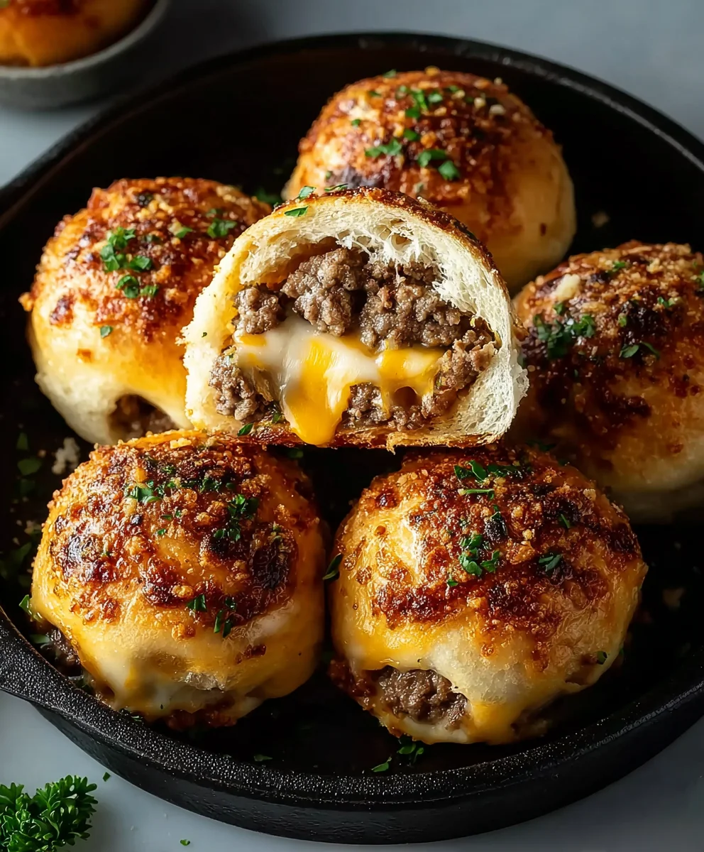 Garlic Parmesan Cheeseburger Bombs - Irresistible Bites