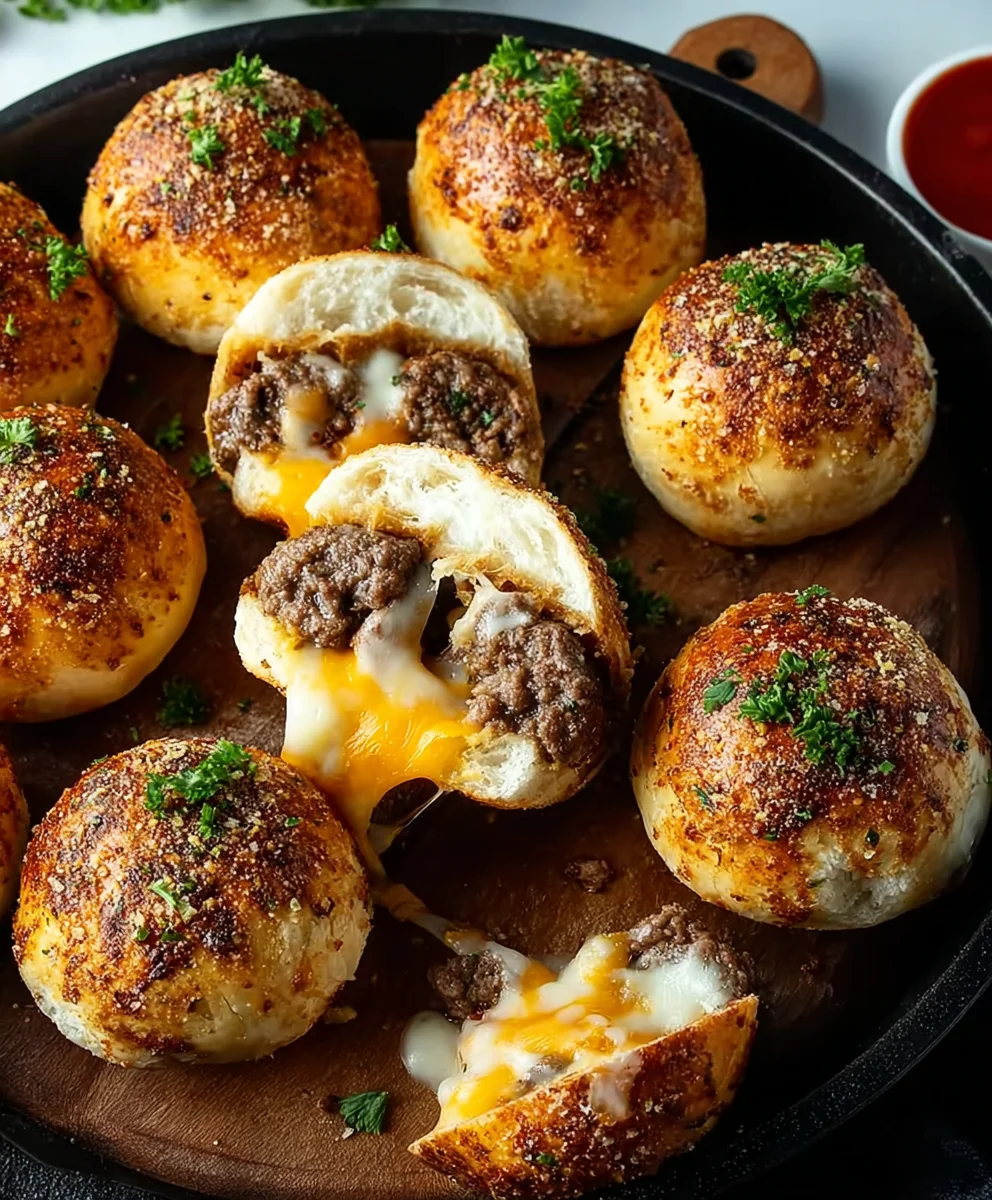 Garlic Parmesan Cheeseburger Bombs - Irresistible Bites