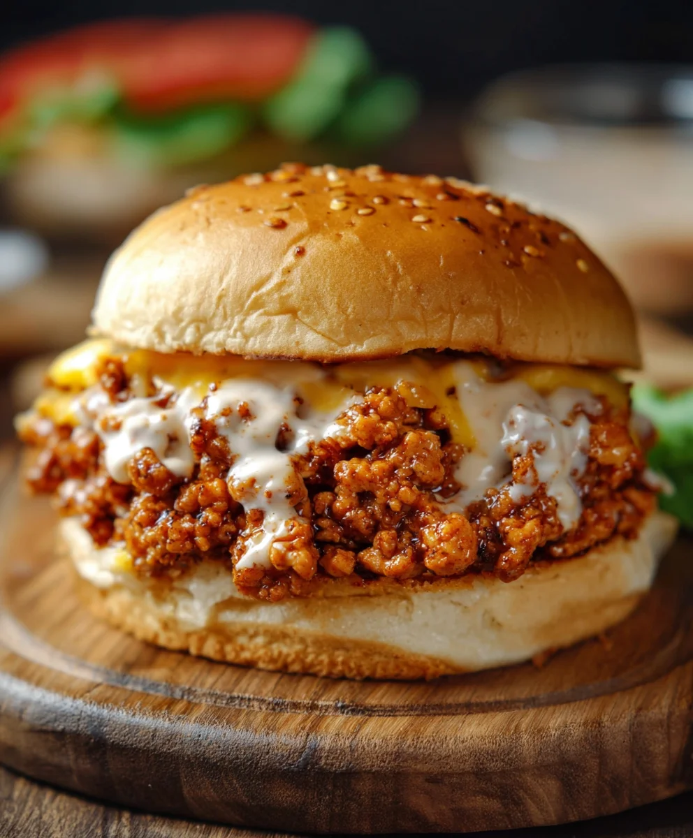Cajun Chicken Sloppy Joes - Creamy Cheese Sauce