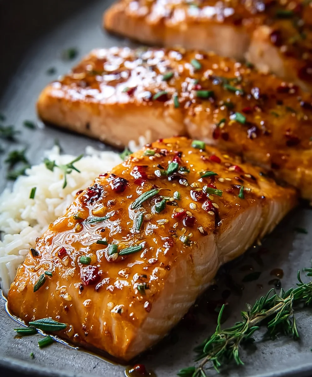 Hot Honey Glazed Salmon - Sweet & Spicy Dinner