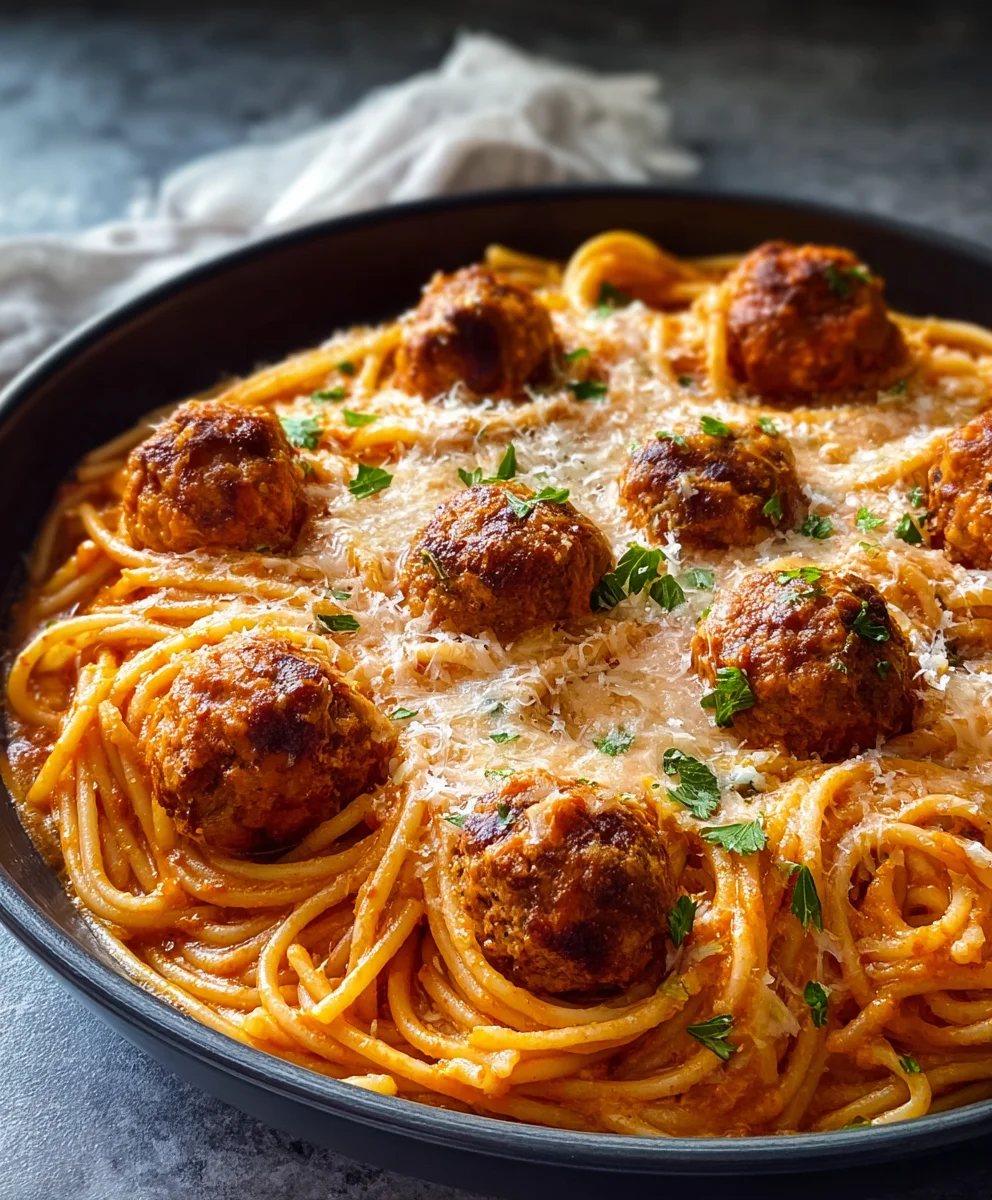 Creamy Spaghetti and Beef Meatballs Recipe