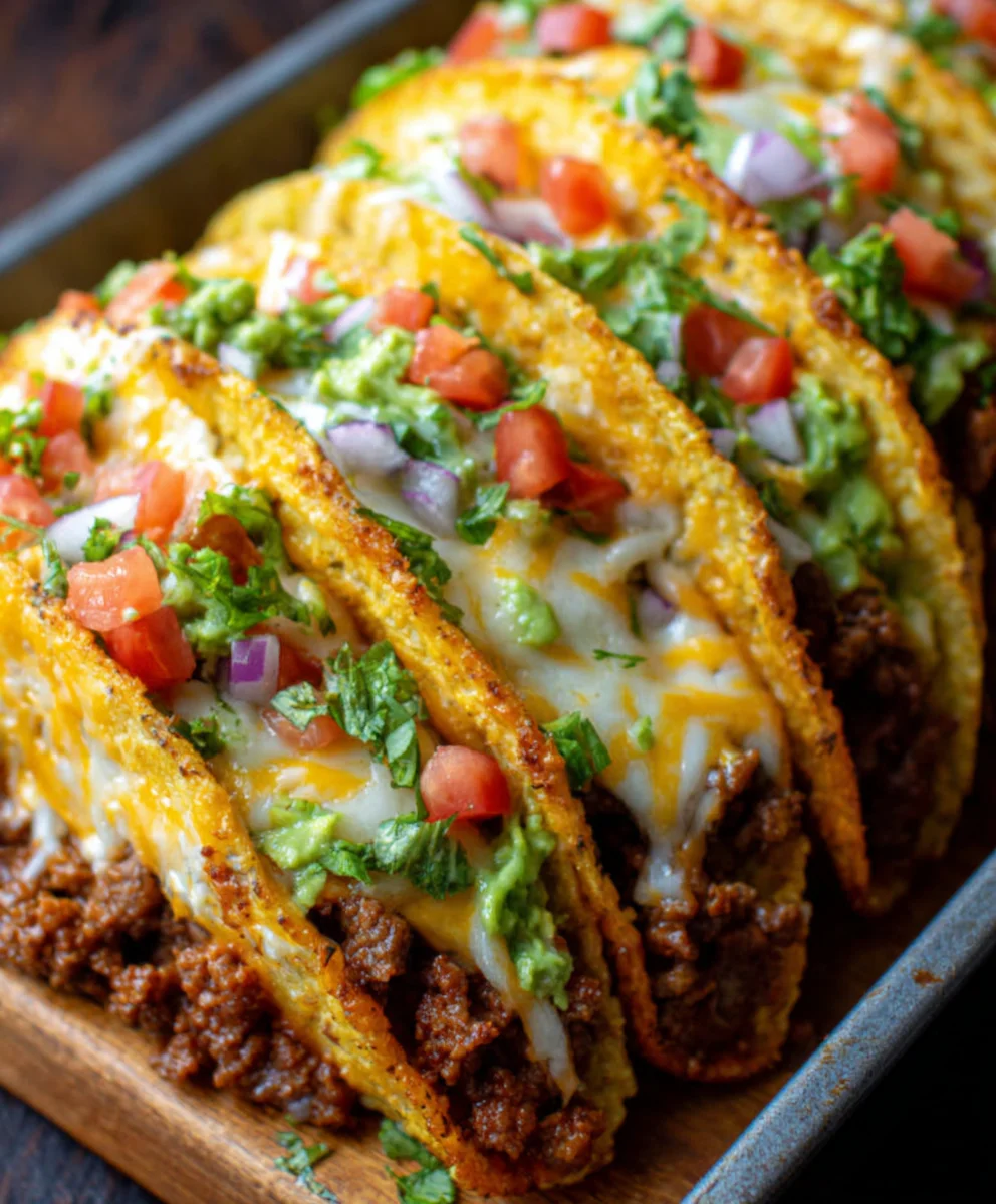 Oven Baked Beef Tacos - Crispy & Cheesy Delicious