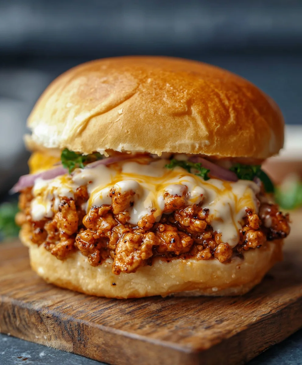 Cajun Chicken Sloppy Joes - Creamy Cheese Sauce
