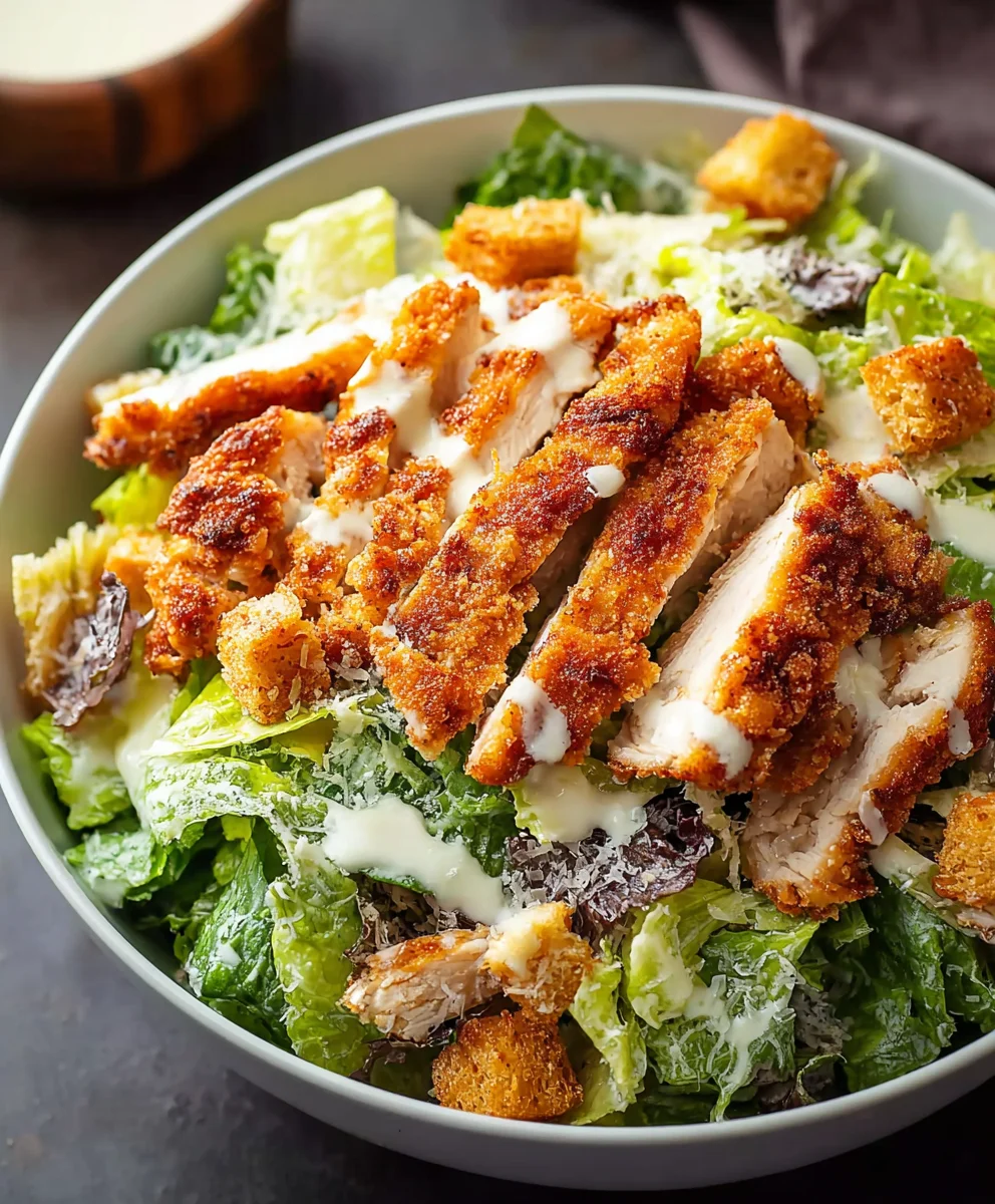 Extra Crispy Chicken Caesar Salad Perfection