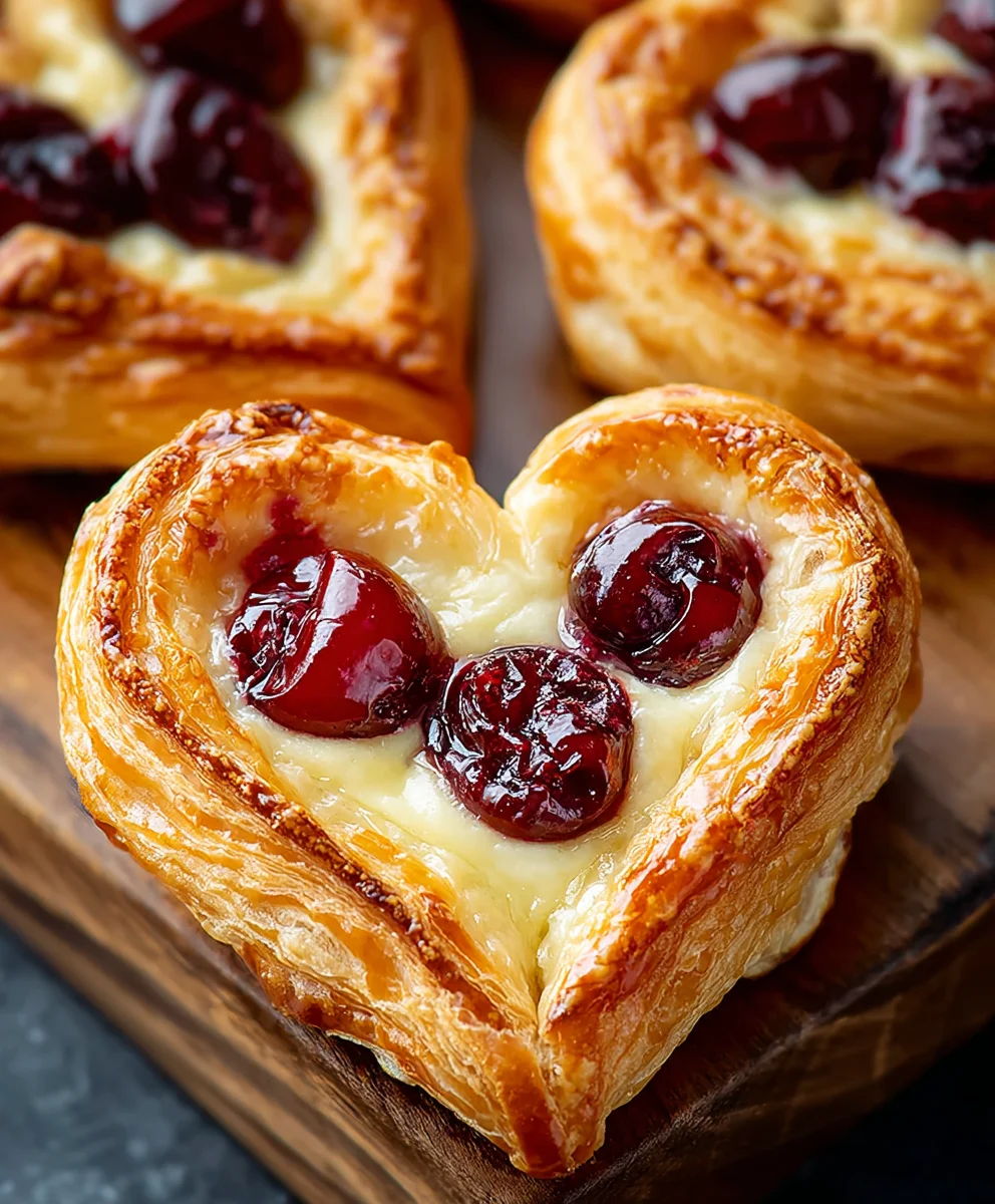 Heart-Shaped Cherry Cheese Danish Recipe-Easy & Delicious