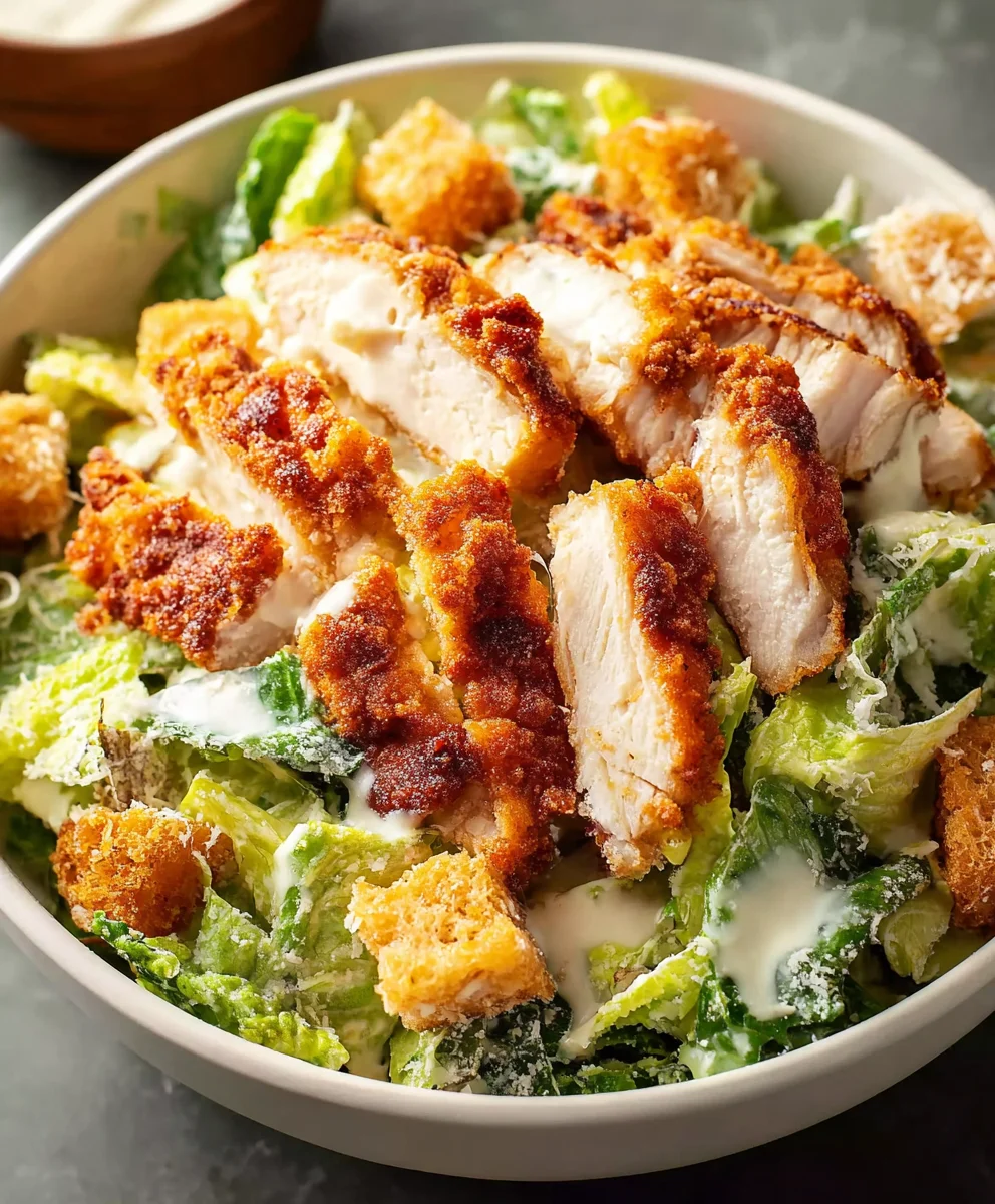 Extra Crispy Chicken Caesar Salad Perfection