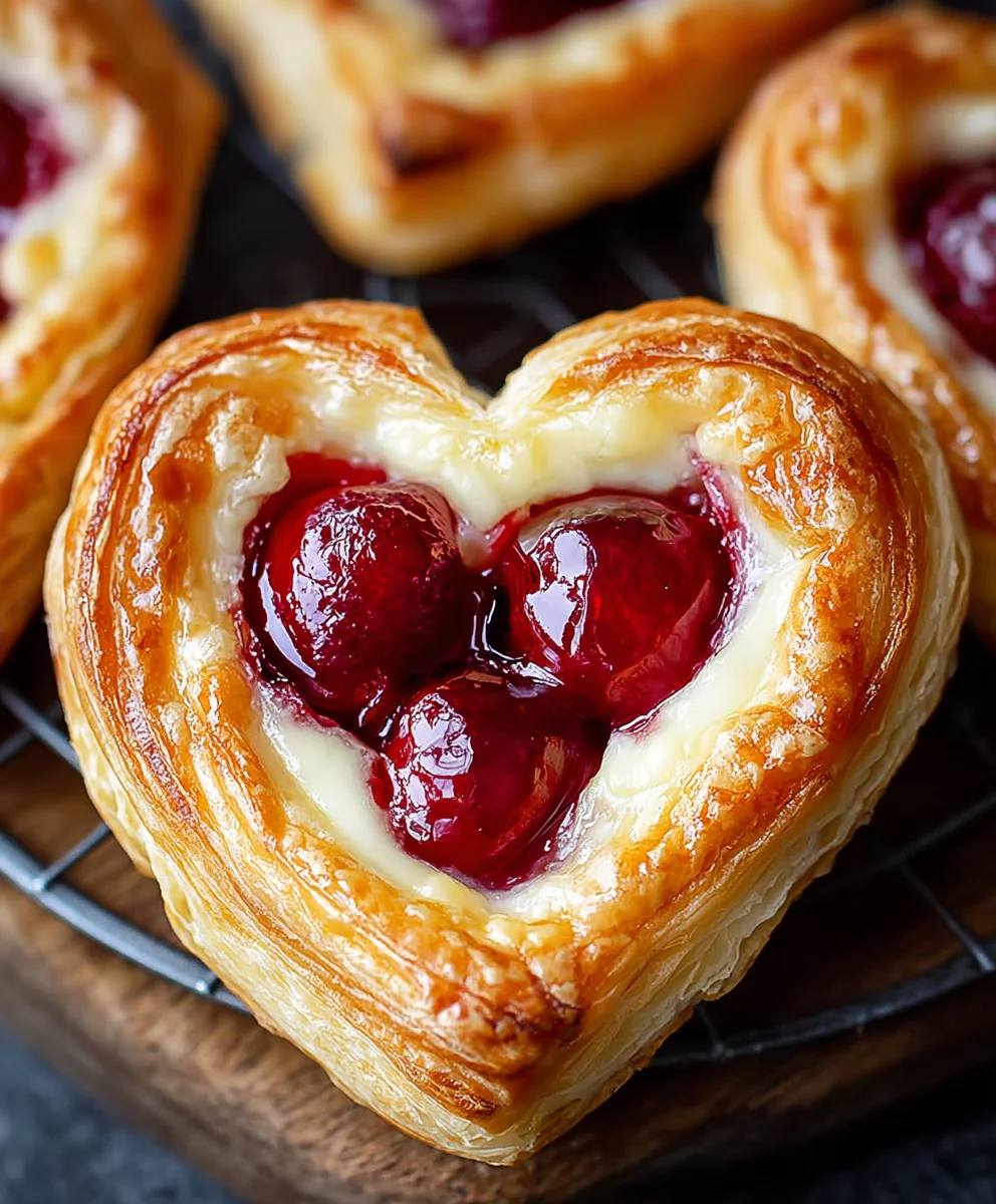 Heart-Shaped Cherry Cheese Danish Recipe-Easy & Delicious