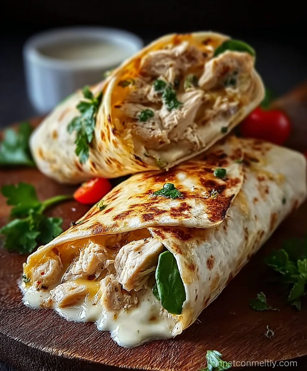 Easy Cheesy Chicken Garlic Wraps - Quick Meal Idea