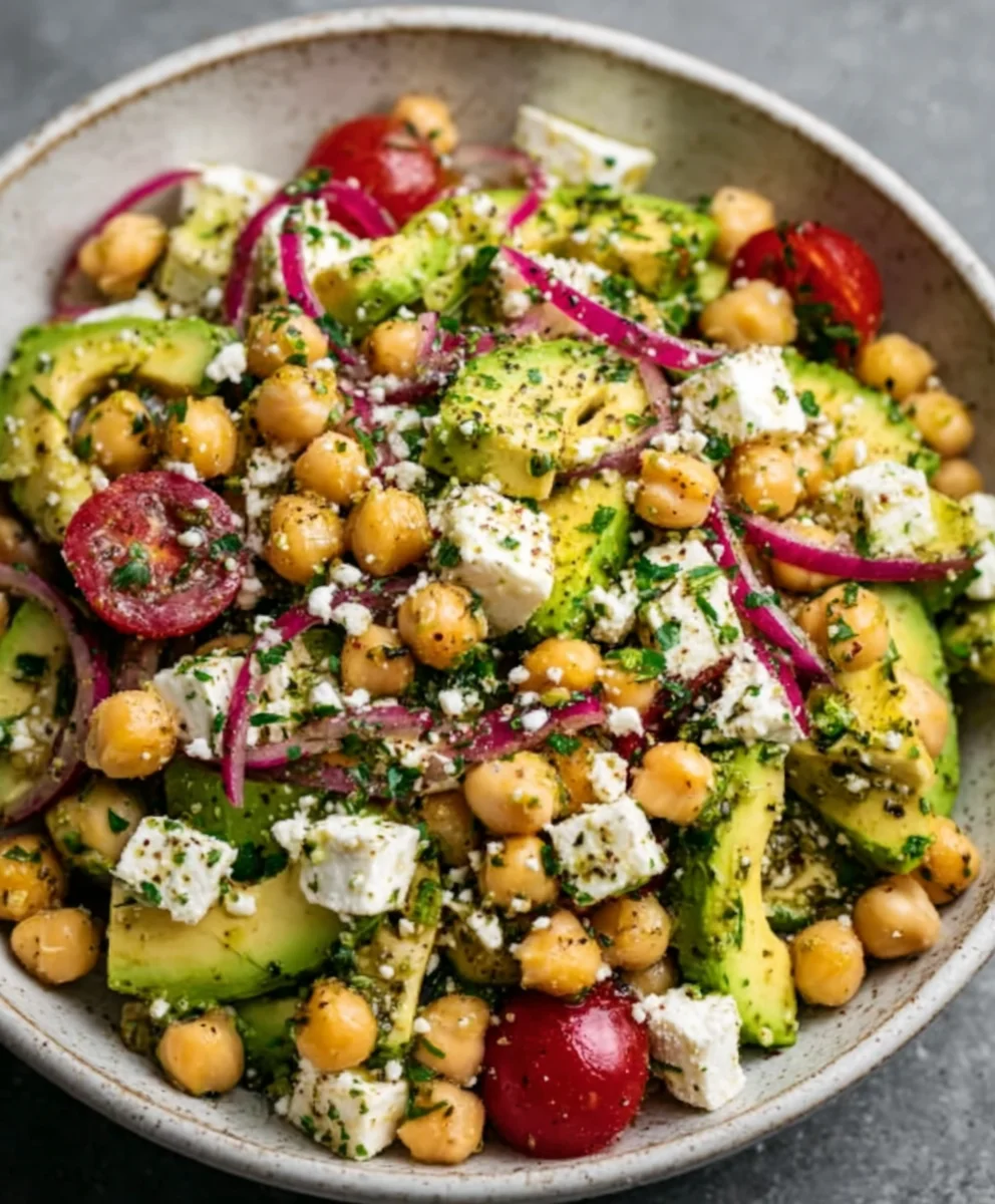 Chickpea Feta Avocado Salad-Easy & Healthy Meal