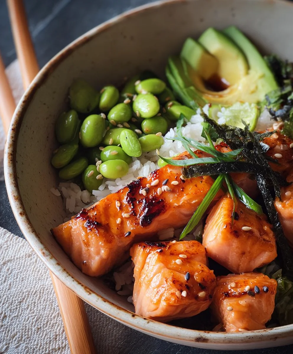Easy Teriyaki Salmon Sushi Bowl - Gluten Free