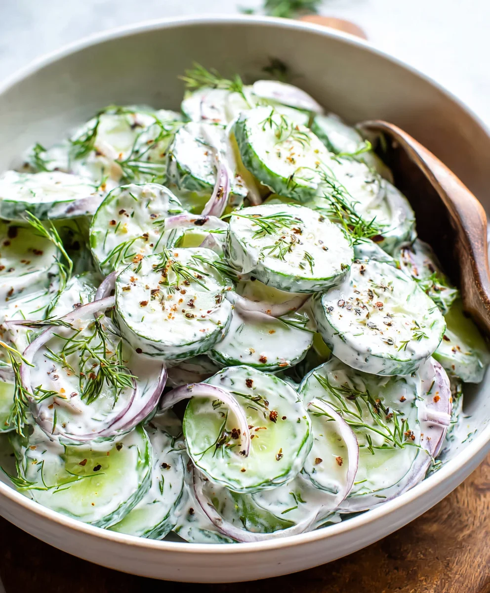 Creamy Cucumber Salad- Refreshing & Easy Recipe
