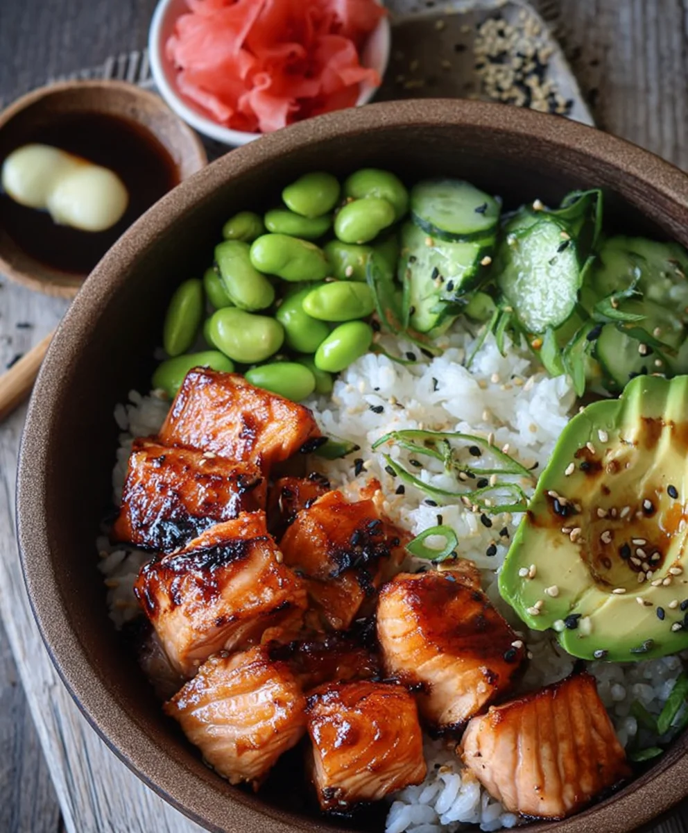 Easy Teriyaki Salmon Sushi Bowl - Gluten Free