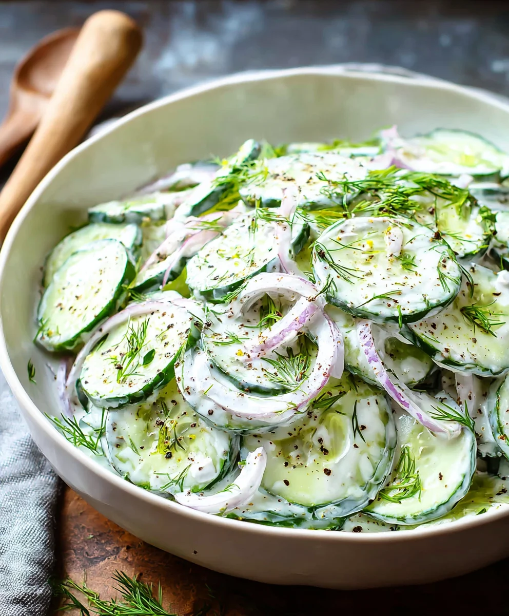 Creamy Cucumber Salad- Refreshing & Easy Recipe