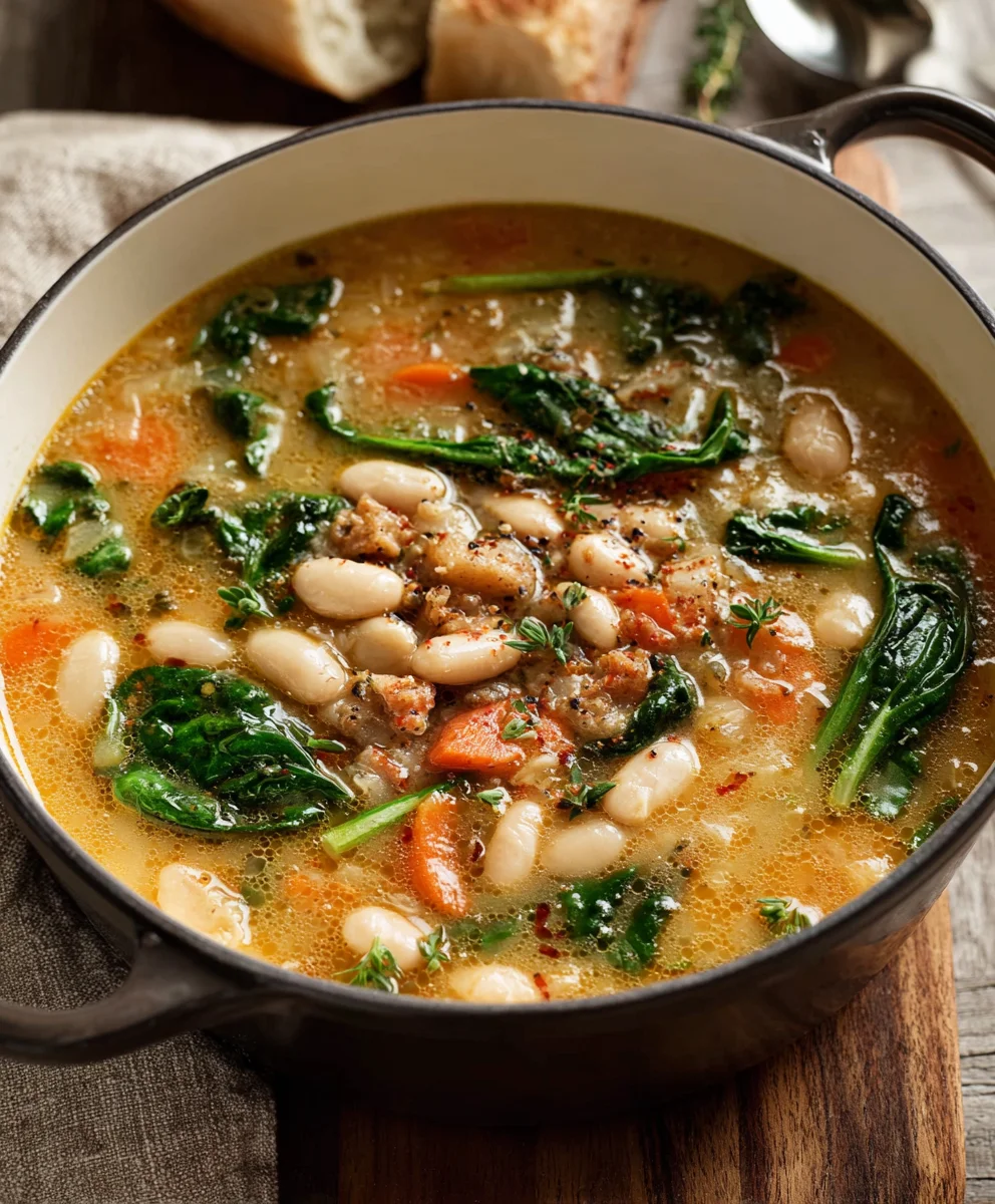 Hearty Tuscan White Bean Soup- Delicious Comfort Food