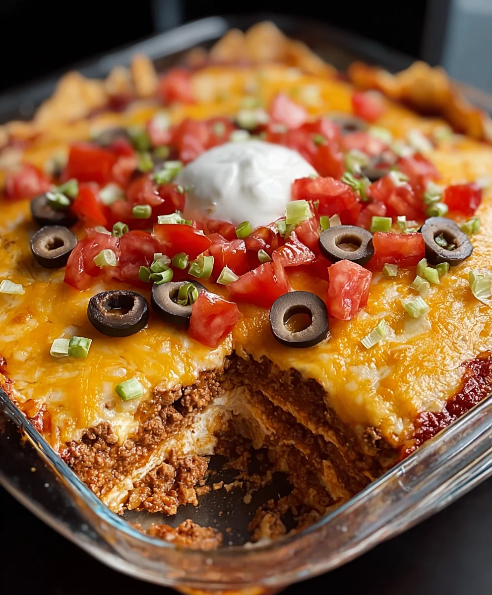 Easy Beef Layered Taco Bake Recipe