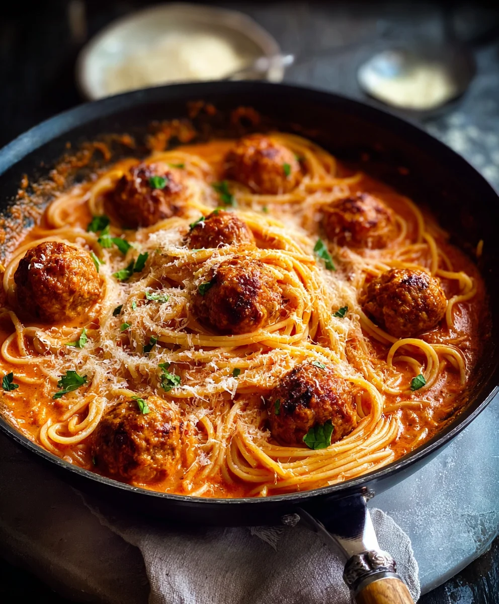 Creamy Spaghetti and Beef Meatballs Recipe