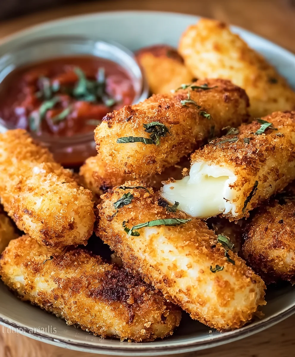 Crispy Air Fryer Mozzarella Sticks- Easy Appetizer