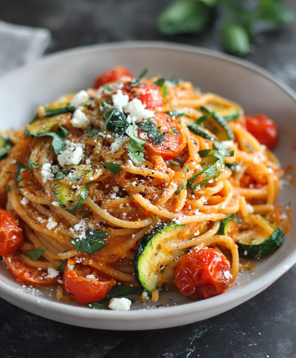 Healthy Tomato Zucchini Pasta - Quick & Easy Meal