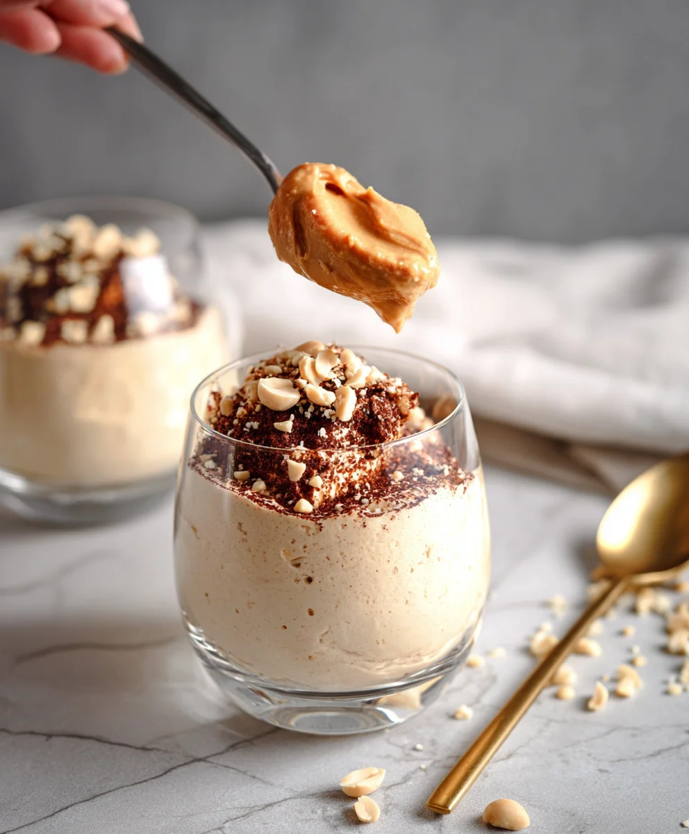 Creamy Peanut Butter Mousse - Healthy Cottage Cheese Dessert