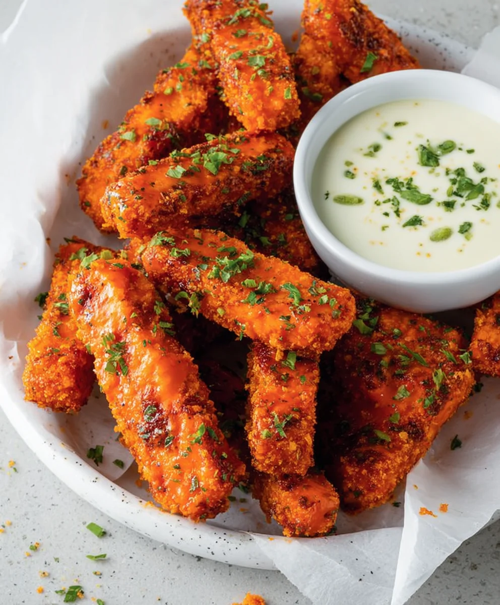 Crispy Baked Buffalo Tofu Wings-Easy Vegan Appetizer