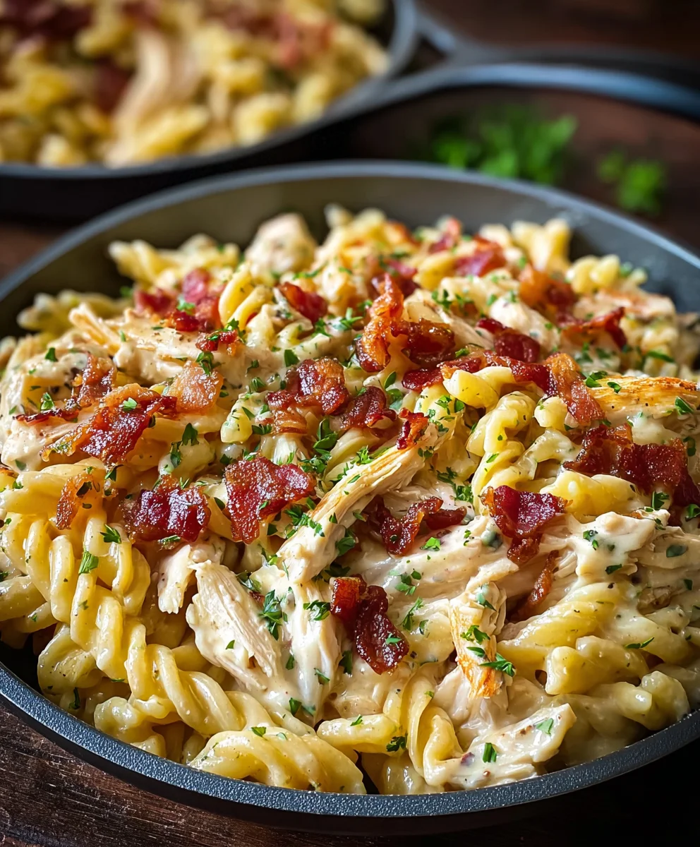 One-Pan Creamy Ranch Beef Beef Bacon Chicken Pasta