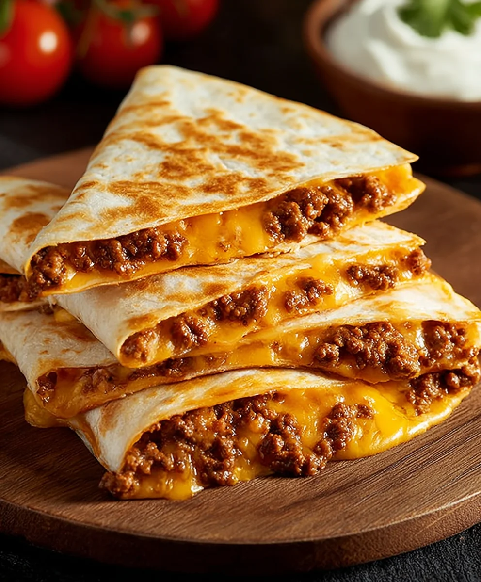 Easy Cheesy Ground Beef Quesadillas Recipe