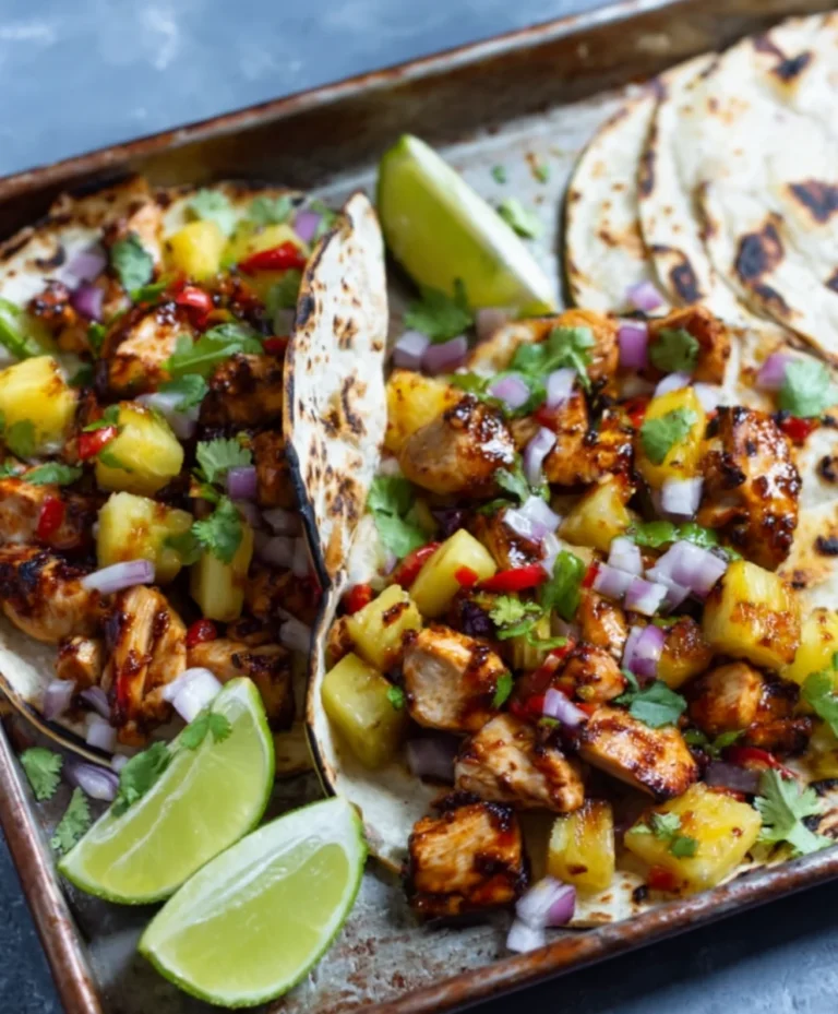 Easy One Pan Chicken Pineapple Tacos Recipe
