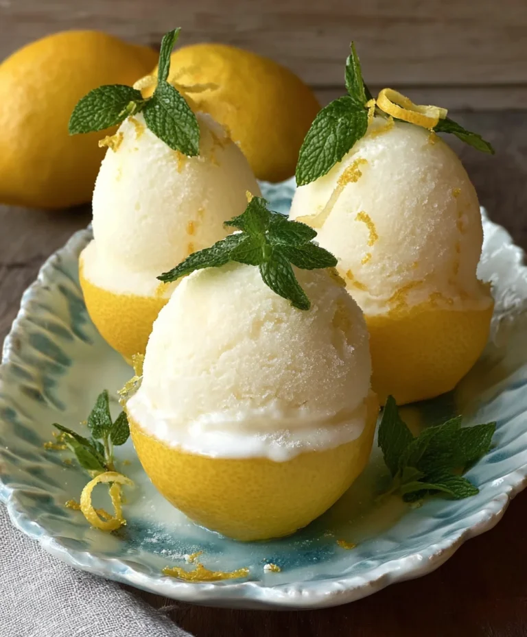 Frozen Lemon Shell Sorbet- Refreshing Dessert