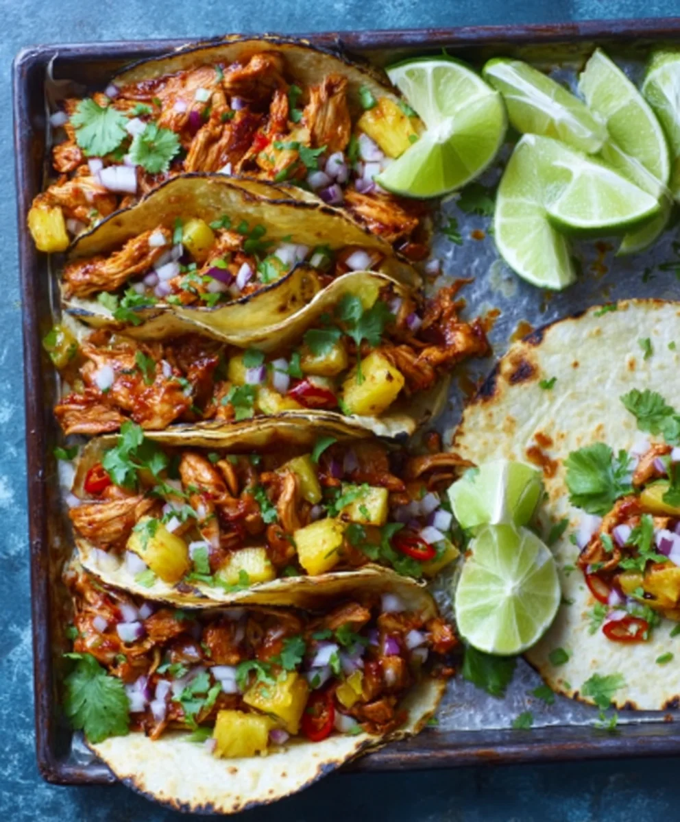 Easy One Pan Chicken Pineapple Tacos Recipe