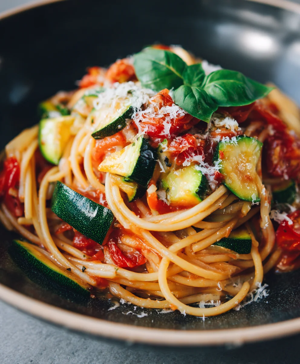 Healthy Tomato Zucchini Pasta - Quick & Easy Meal