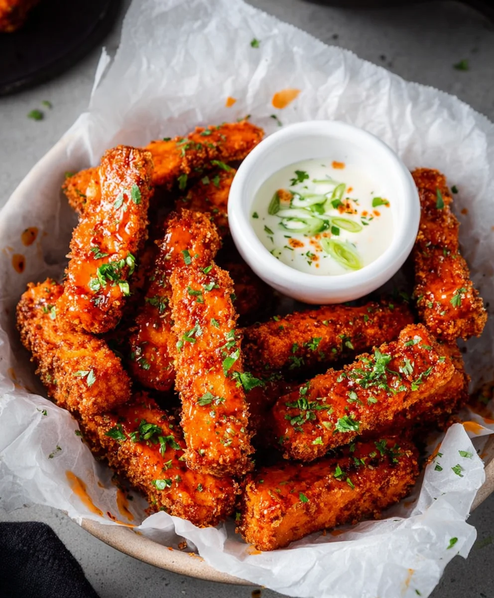 Crispy Baked Buffalo Tofu Wings-Easy Vegan Appetizer