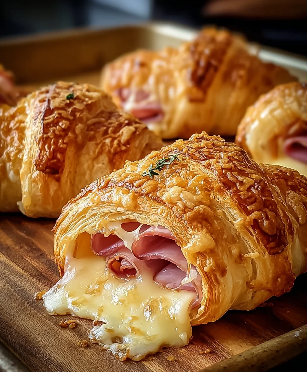 Baked Beef Beef Ham Cheese Croissants- Easy Recipe