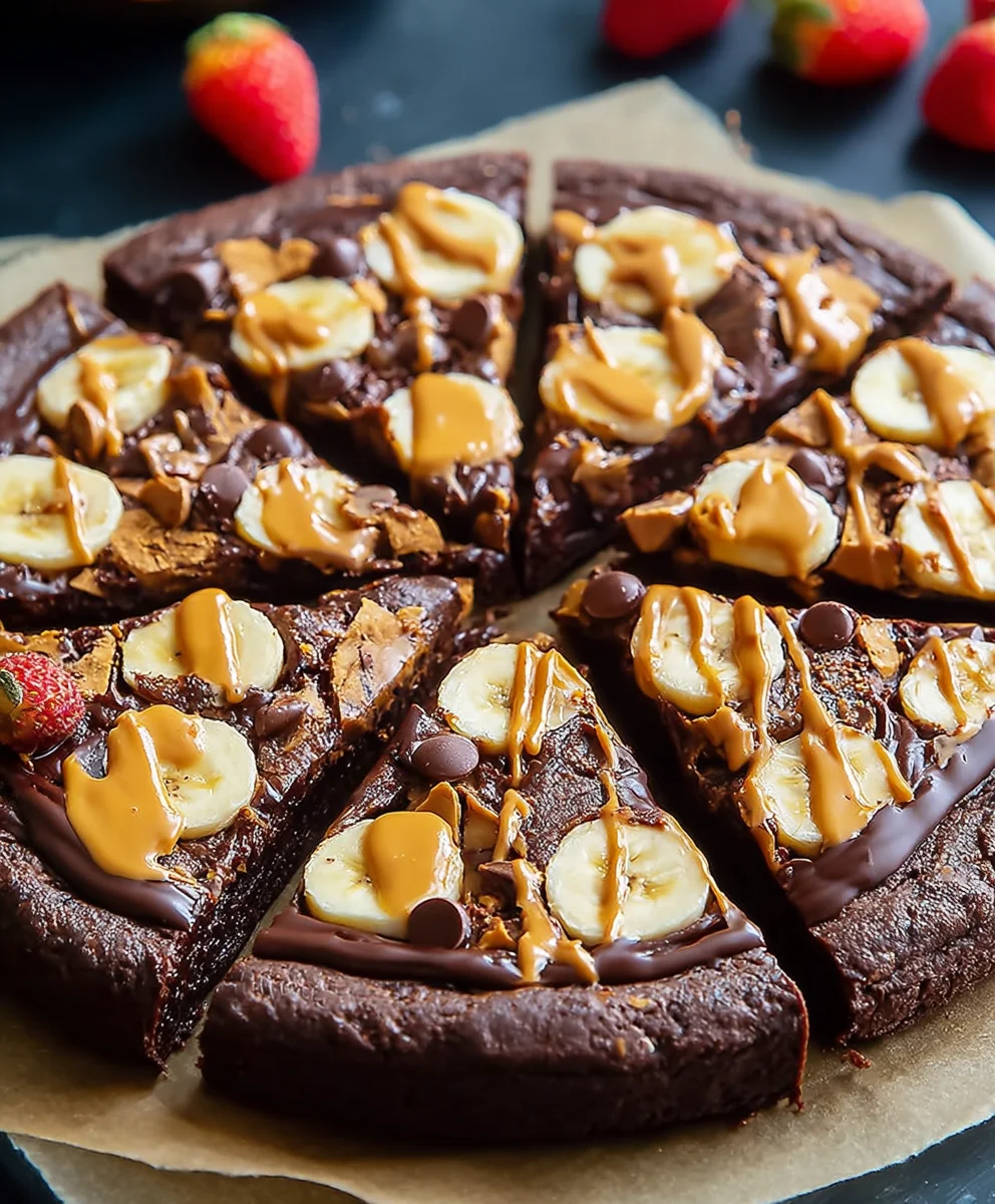 Chocolate Peanut Butter Brownie Pizza-Best Dessert