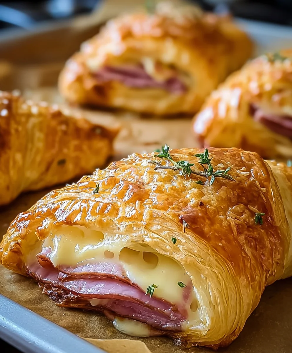 Baked Beef Beef Ham Cheese Croissants- Easy Recipe