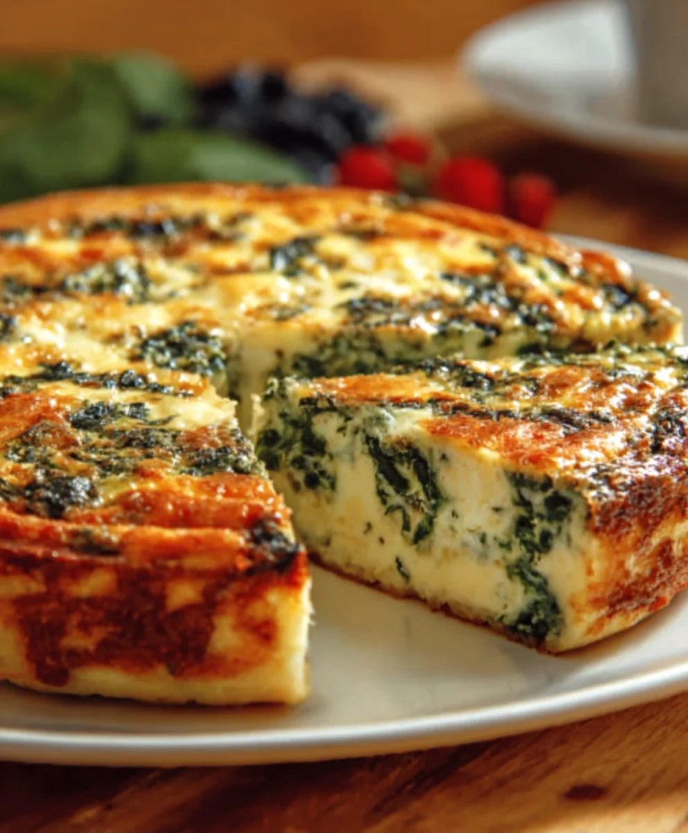 Spinach Cottage Cheese Crustless Quiche - Easy & Delicious