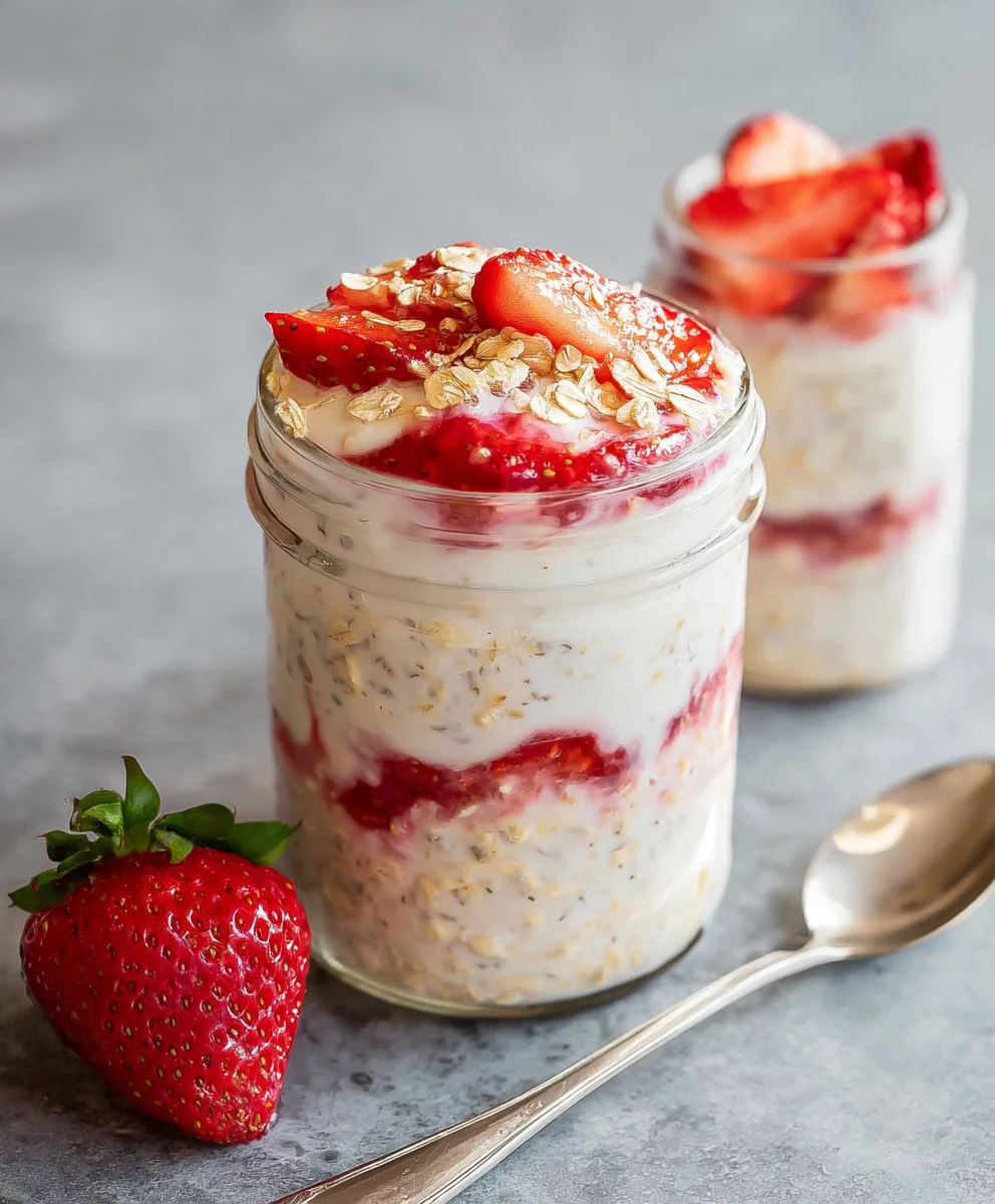 Strawberry Cheesecake Overnight Oats Recipe