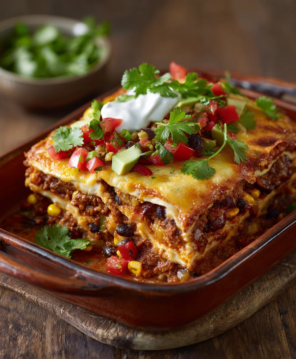 Easy Veggie Mexican Lasagna-Healthy Dinner Recipe