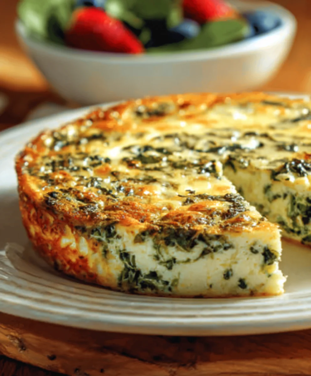 Spinach Cottage Cheese Crustless Quiche - Easy & Delicious