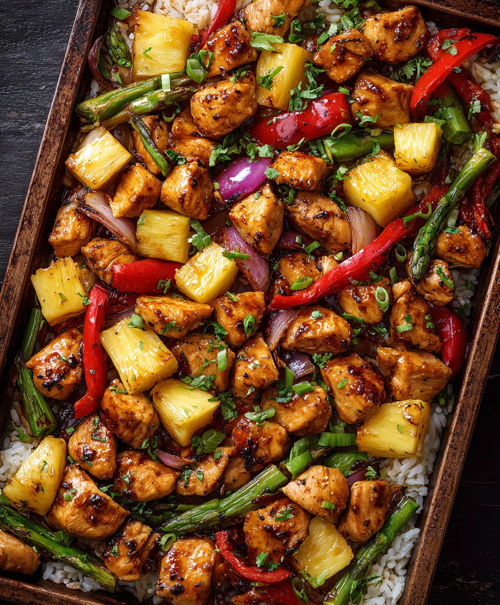 Easy Hawaiian Chicken Sheet Pan Dinner