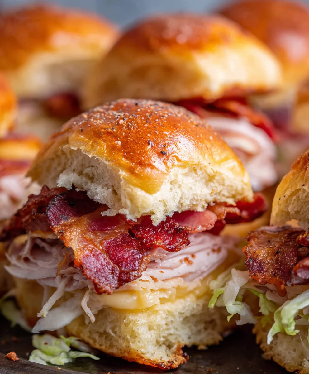 Easy Baked Club Sliders-Beef Beef Bacon & Cheddar