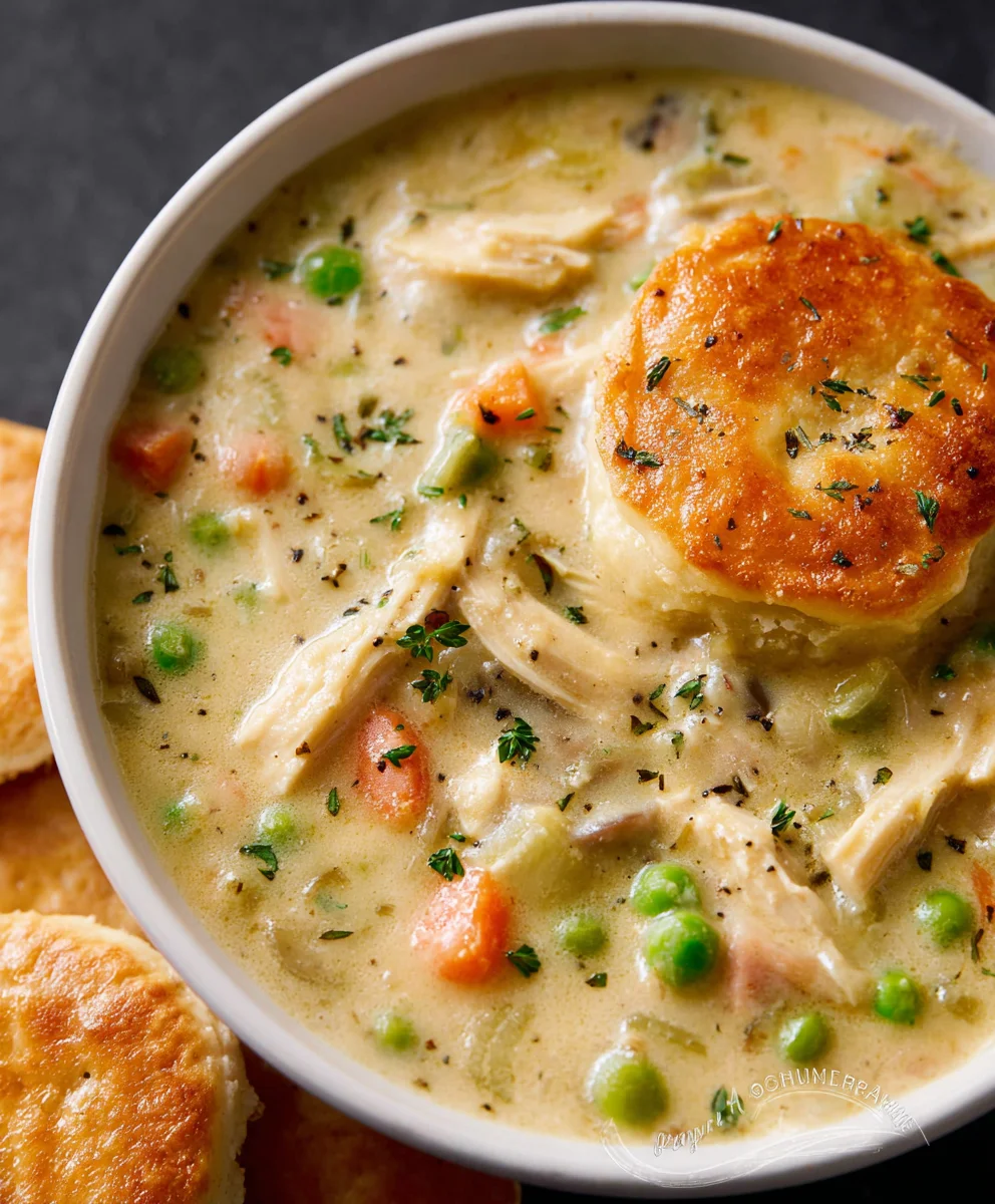 Comforting Chicken Pot Pie Soup-Easy Recipe