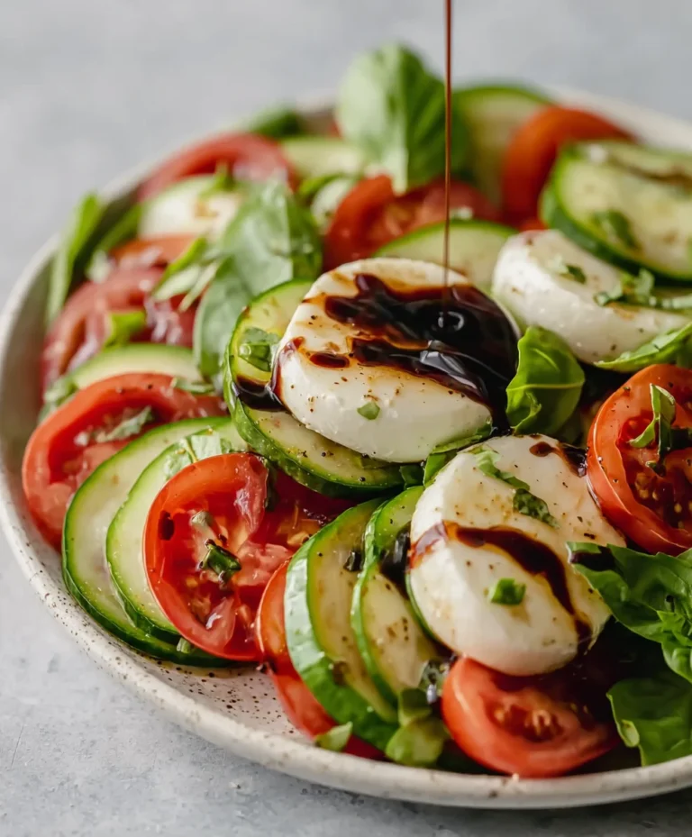 Fresh Cucumber Caprese Salad- Easy & Delicious