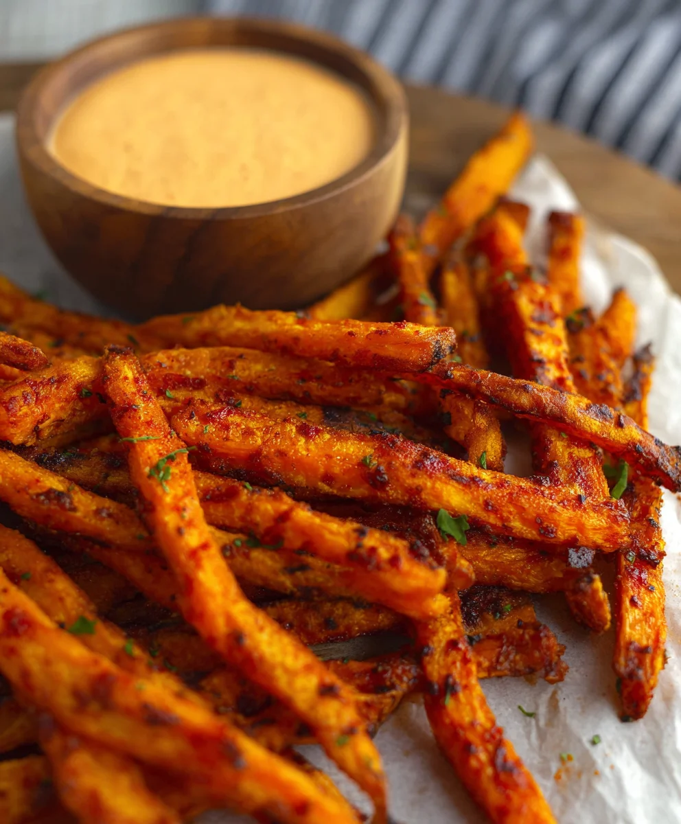 Baked Carrot Fries - Paprika Garlic Aioli Dip