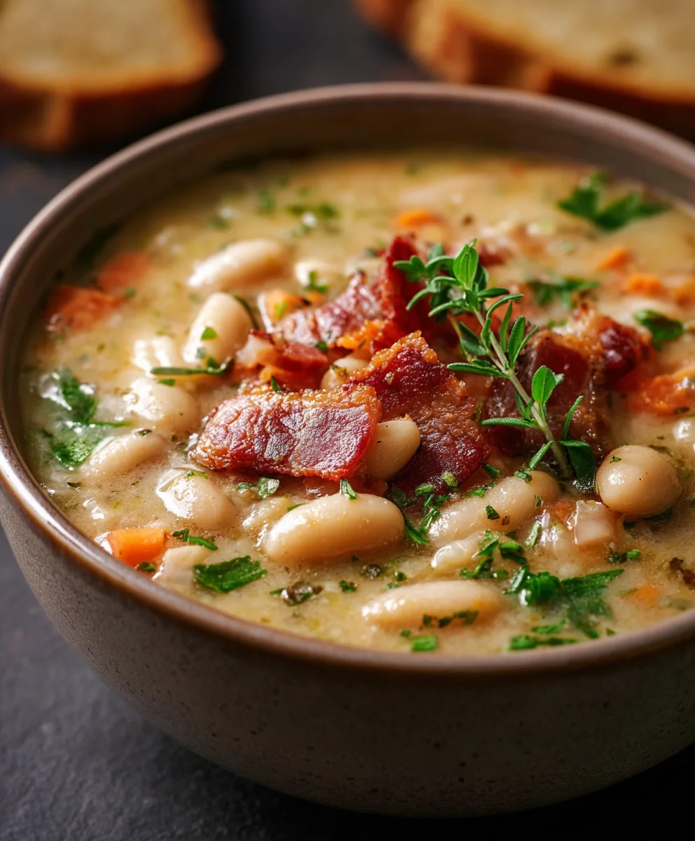 Hearty White Bean Soup with Beef Beef Bacon-Beef