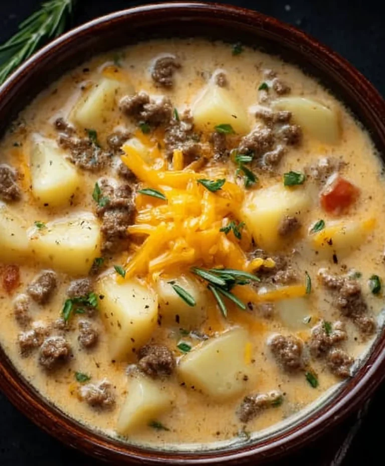 Cheesy Beef Beef Hamburger Potato Soup-Hearty Comfort Food