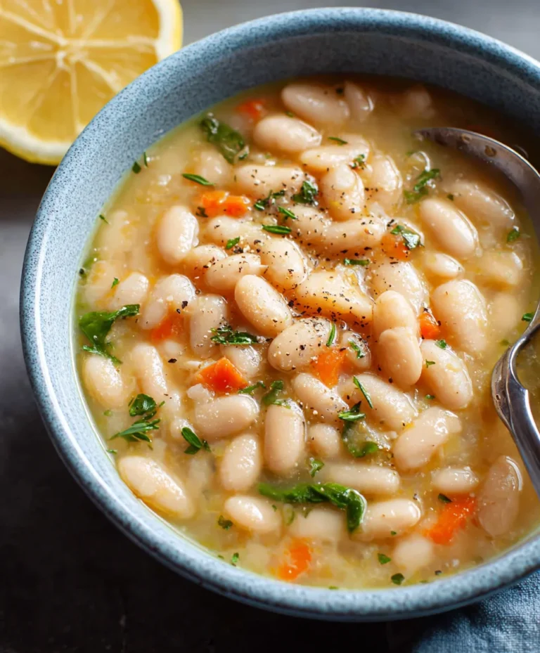 Greek White Bean Soup-Garlic Lemon Flavor