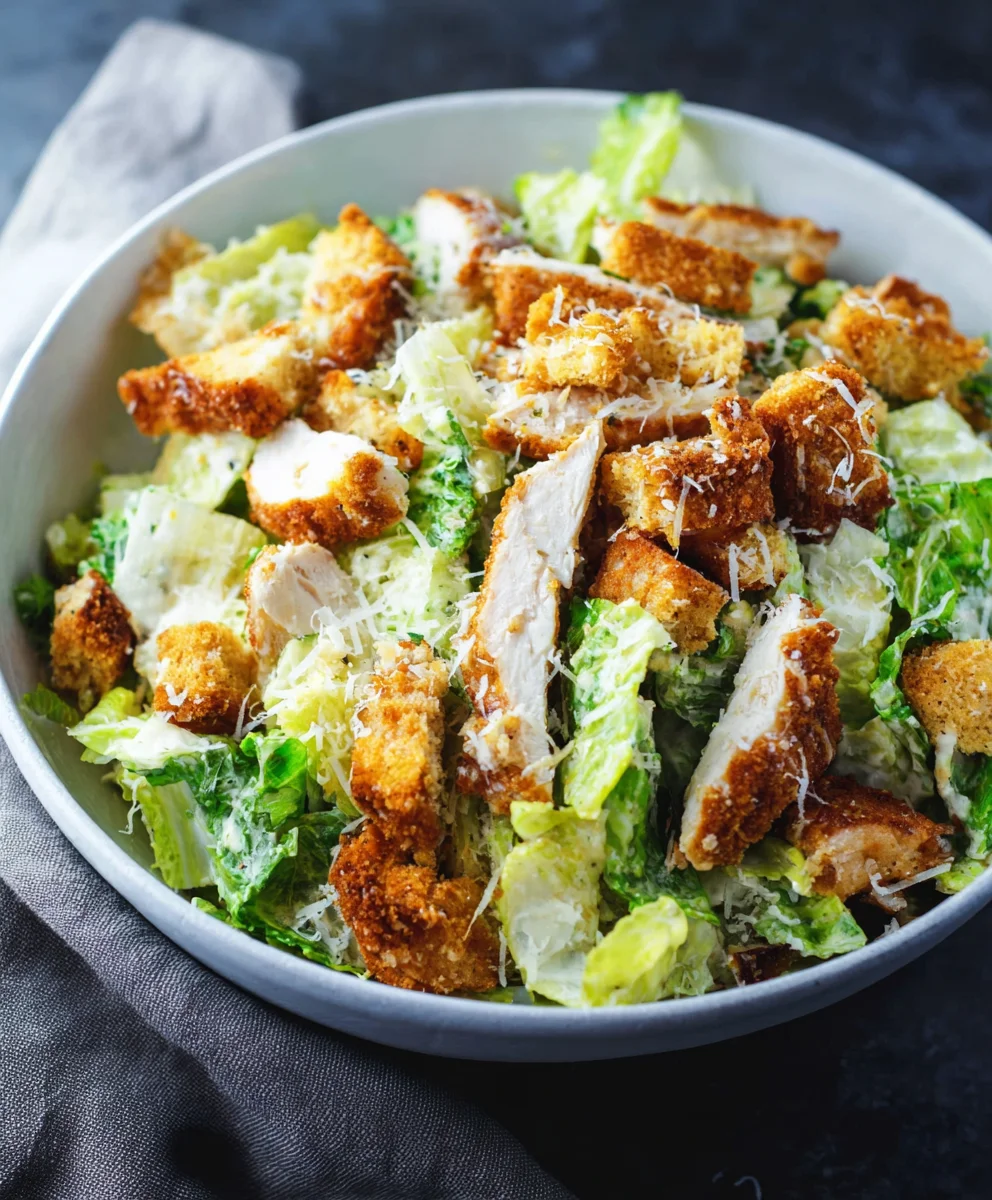 Crispy Chicken Caesar Salad- Easy & Delicious Recipe